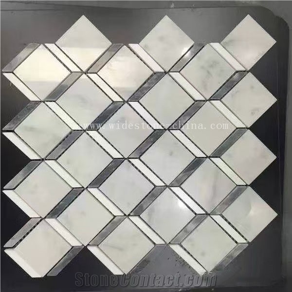 Bianco Carrara White Mix Stone Weave Marble Mosaic Pattern
