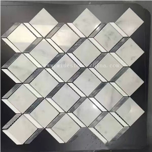 Bianco Carrara White Mix Stone Weave Marble Mosaic Pattern