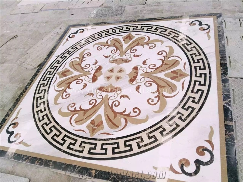 Marble Water Jet Pattern,Water Jet Marble Floor Medallions, Interior Decoration Marble Design