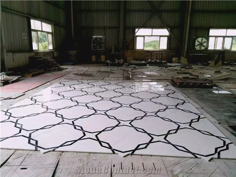 Marble Water Jet Pattern,Water Jet Marble Floor Medallions, Interior Decoration Marble Design