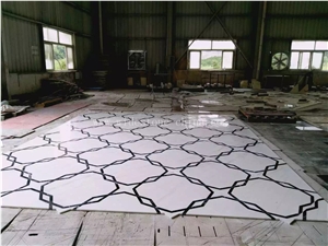 Marble Water Jet Pattern,Water Jet Marble Floor Medallions, Interior Decoration Marble Design