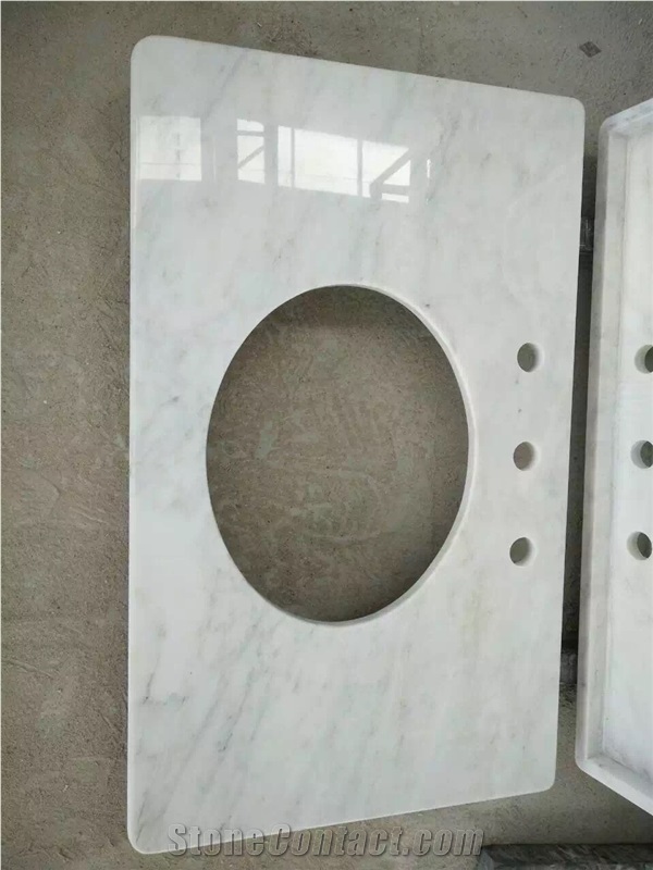 White Carrara Bathroom Vanity Top, Bianco Carrara White Marble Bath Tops