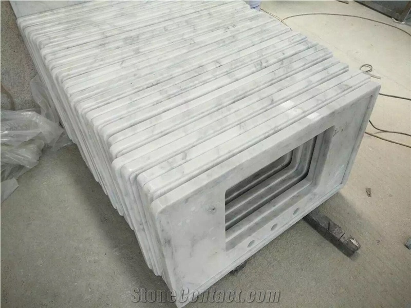 White Carrara Bathroom Vanity Top, Bianco Carrara White Marble Bath Tops