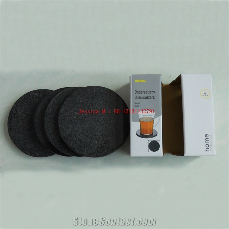 Black Granite Coaster Set
