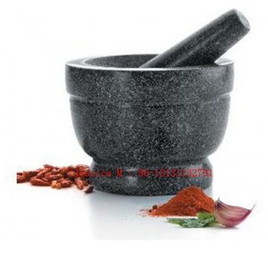Black Polished Granite 14*10cm(5.7"*3.9") Mortar and Pestle