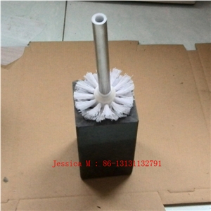 Black Slate Rock Toilet Bowl Brush Holder