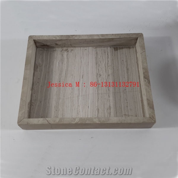 Champagne Marble Square Side Handled Tray