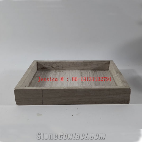 Champagne Marble Square Side Handled Tray