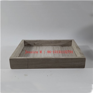 Champagne Marble Square Side Handled Tray