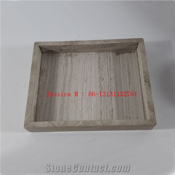 Champagne Marble Square Side Handled Tray