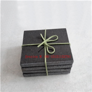 China Black Granite Stone Drink Coaster Set / Stone Drink Coaster /Beer Coasters Keep Drinks Cold - Set Of 4