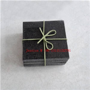 China Black Granite Stone Drink Coaster Set / Stone Drink Coaster /Beer Coasters Keep Drinks Cold - Set Of 4