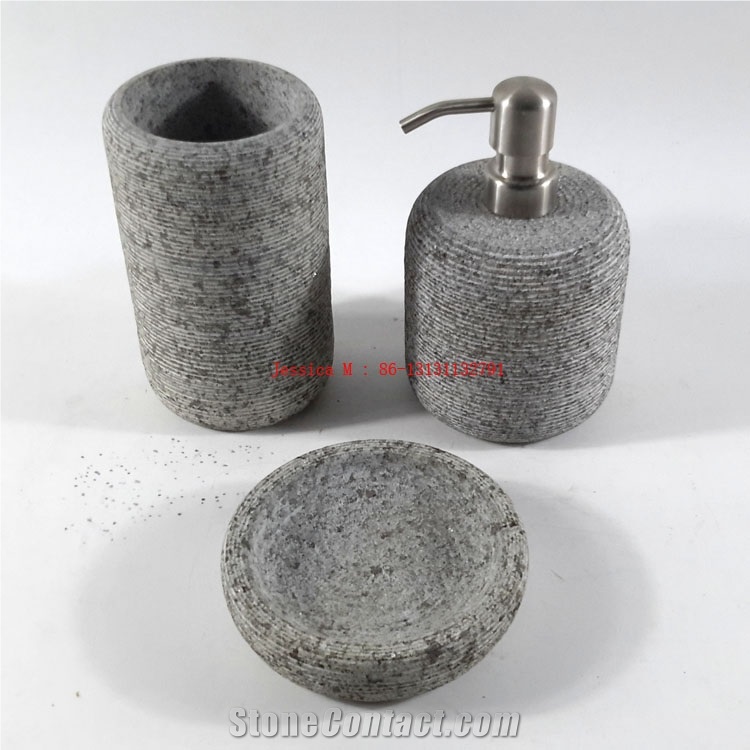 China Grey Granite Bathroom Accessory Set