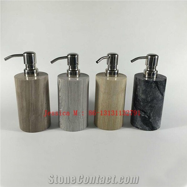 Forest Marble Soap Dispenser / Stone Shampoo Holder /