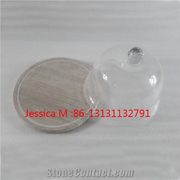 Glass Cheese Dome with Marble Base /Marble Cake Stand Plates