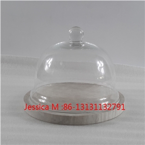 Glass Cheese Dome with Marble Base /Marble Cake Stand Plates