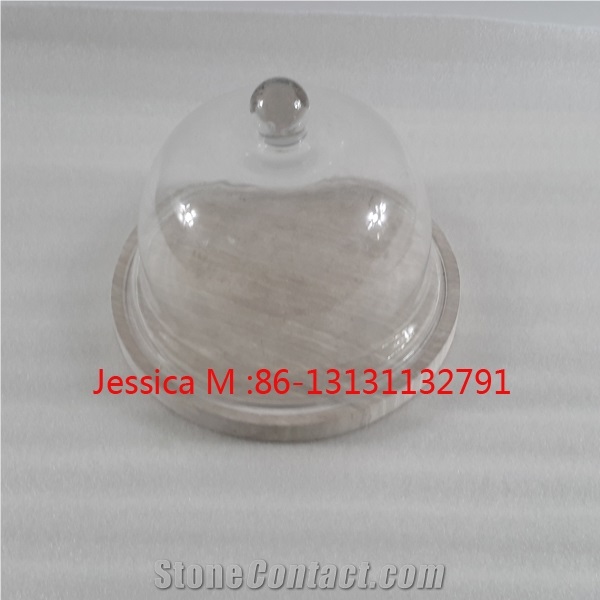 Glass Cheese Dome with Marble Base /Marble Cake Stand Plates