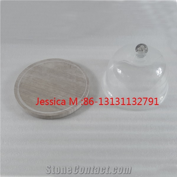 Glass Cheese Dome with Marble Base /Marble Cake Stand Plates