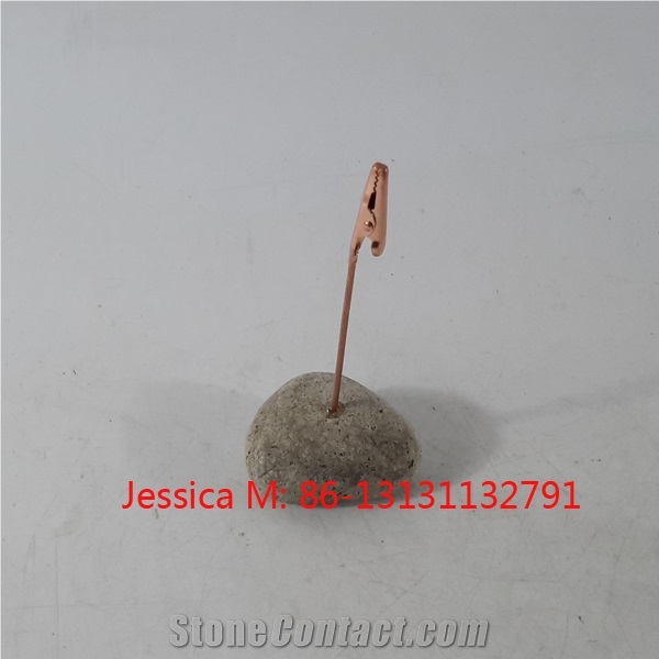 Golden Color Stone Base Memo Clips Place Card Holder Tabletop Photo Holders