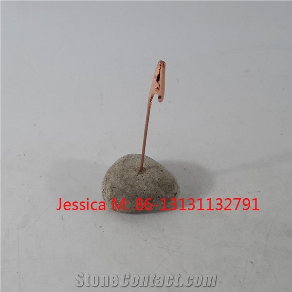 Golden Color Stone Base Memo Clips Place Card Holder Tabletop Photo Holders