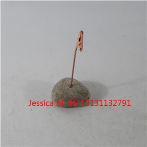 Golden Color Stone Base Memo Clips Place Card Holder Tabletop Photo Holders