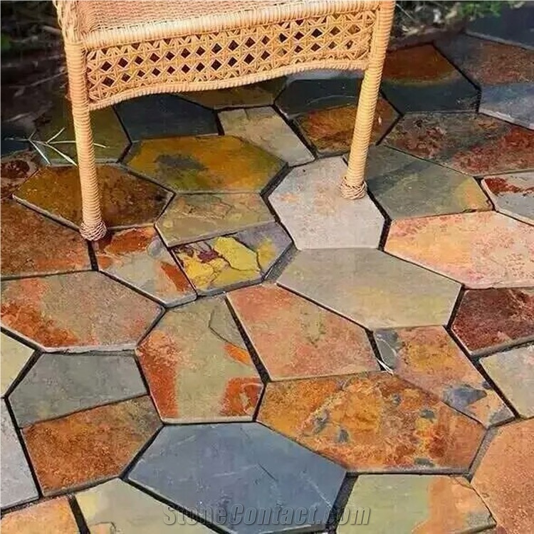 Multicolored Slate Flagstone Mats/ Meshed Slate Flagstone/Natural Slate Tiles