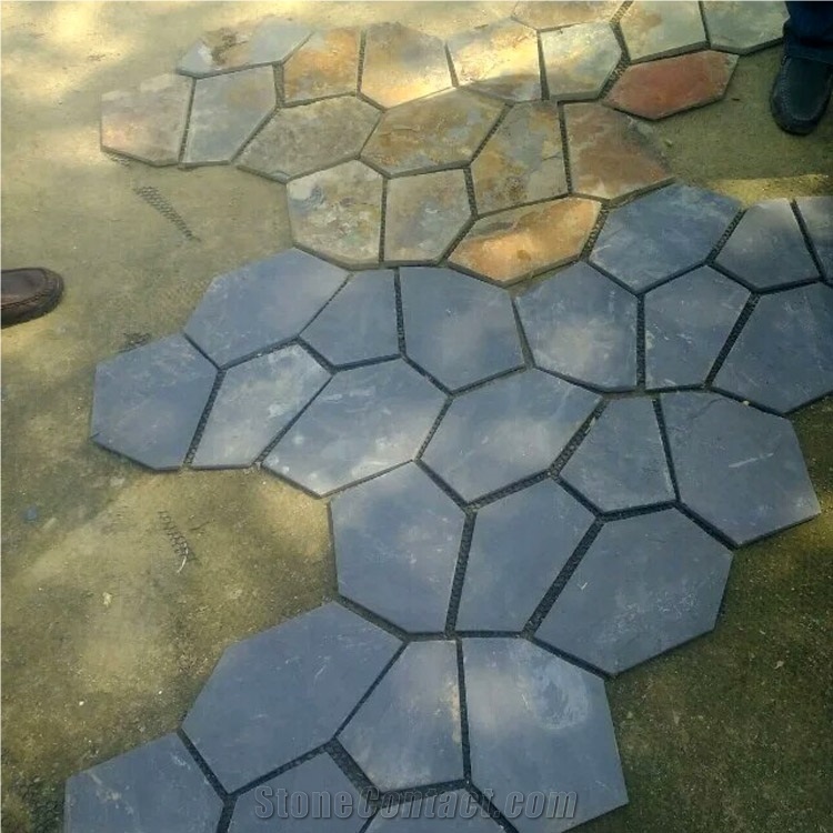 Multicolored Slate Flagstone Mats/ Meshed Slate Flagstone/Natural Slate Tiles