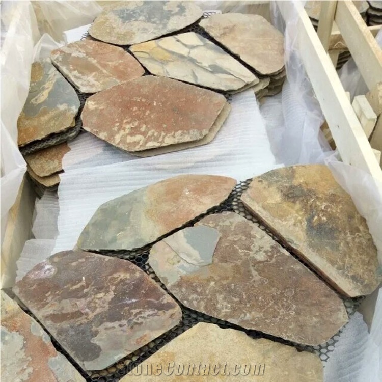 Multicolored Slate Flagstone Mats/ Meshed Slate Flagstone/Natural Slate Tiles