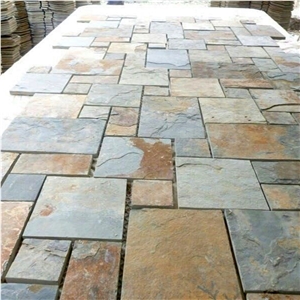 Multicolored Slate Flagstone Mats/ Meshed Slate Flagstone/Natural Slate Tiles