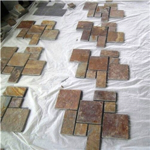 Multicolored Slate Flagstone Mats/ Meshed Slate Flagstone/Natural Slate Tiles