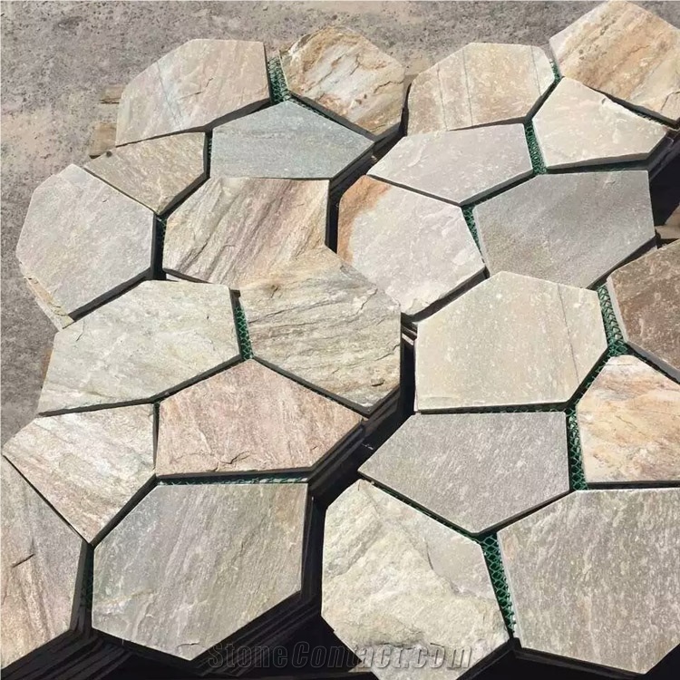 Multicolored Slate Flagstone Mats/ Meshed Slate Flagstone/Natural Slate Tiles
