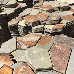 Multicolored Slate Flagstone Mats/ Meshed Slate Flagstone/Natural Slate Tiles