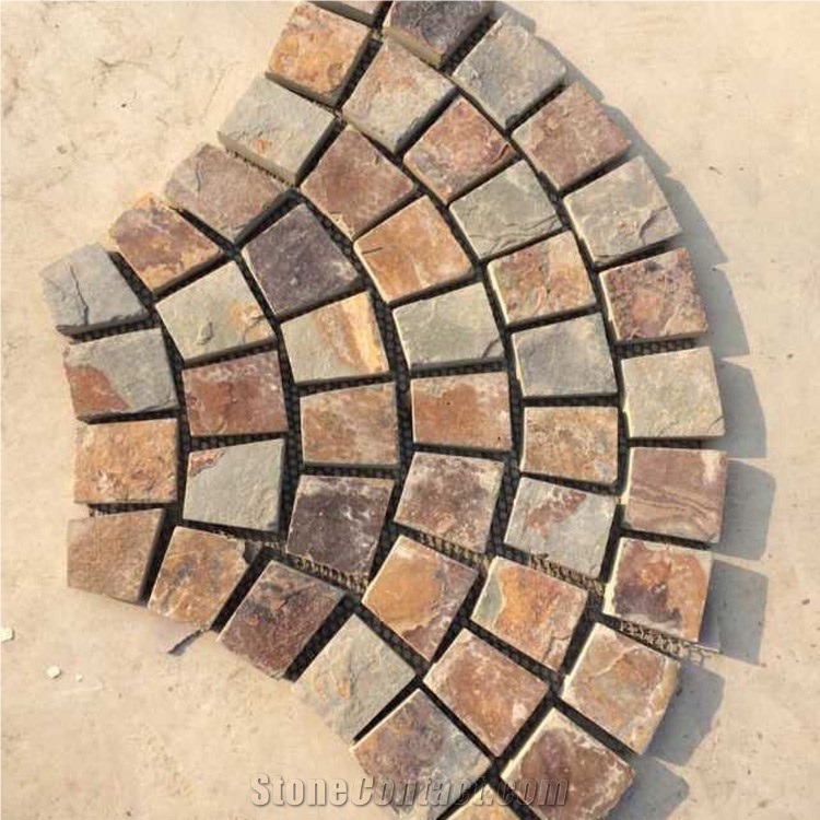 Multicolored Slate Flagstone Mats/ Meshed Slate Flagstone/Natural Slate Tiles