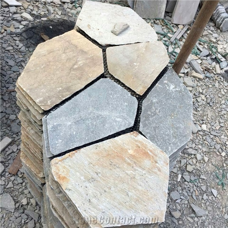 Multicolored Slate Flagstone Mats/ Meshed Slate Flagstone