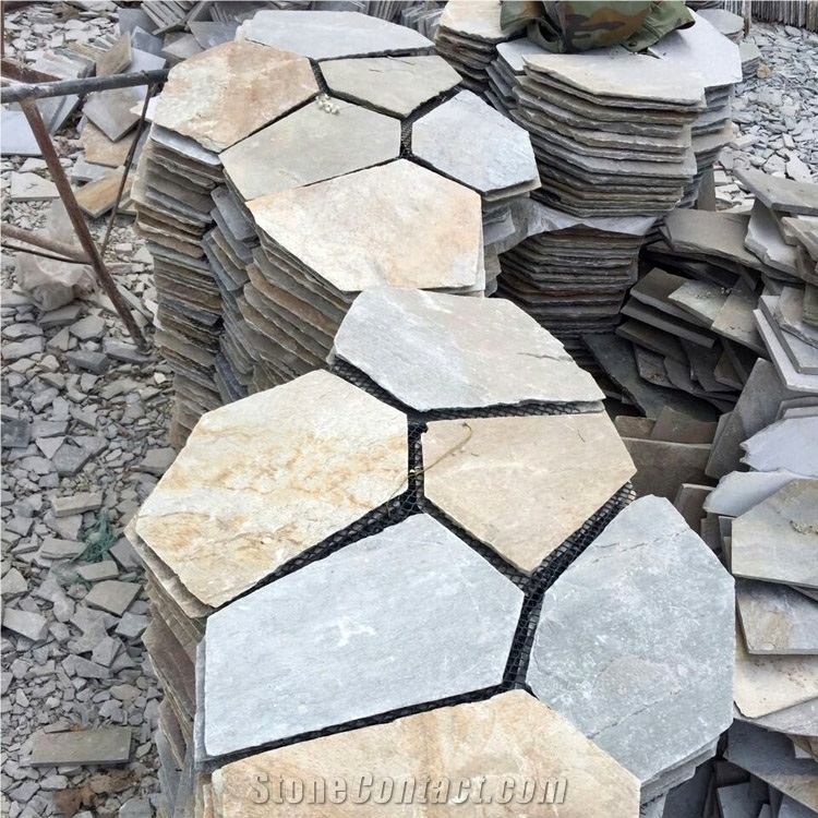 Multicolored Slate Flagstone Mats/ Meshed Slate Flagstone