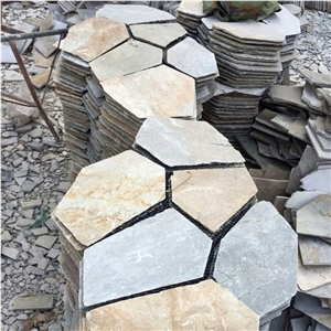 Multicolored Slate Flagstone Mats/ Meshed Slate Flagstone