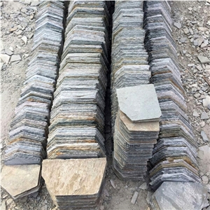 Multicolored Slate Flagstone Mats/ Meshed Slate Flagstone