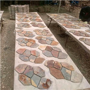 Multicolored Slate Flagstone Mats/ Meshed Slate Flagstone