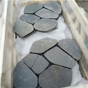 Natural Black Slate Flagstone Pattern/Crazing Paving Stone/Irregular Mesh Paver