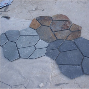 Natural Black Slate Flagstone Pattern/Crazing Paving Stone/Irregular Mesh Paver