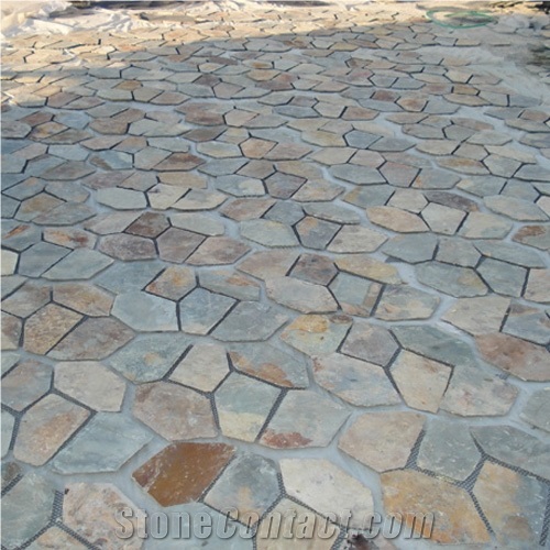 Natural Black Slate Flagstone Pattern/Crazing Paving Stone/Irregular Mesh Paver