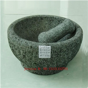 Natural Grey Granite Mortar and Pestle