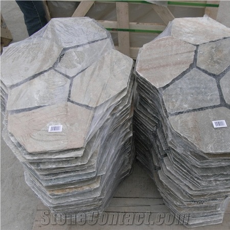 Natural Grey Slate Flagstone Pattern/Crazing Paving Stone/Irregular Mesh Paver