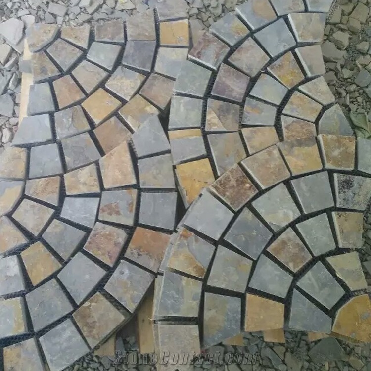 Natural Multicolor Slate Flagstone Pattern/Crazing Paving Stone/Irregular Mesh Paver
