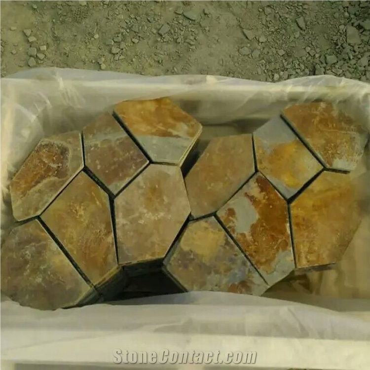 Natural Multicolor Slate Flagstone Pattern/Crazing Paving Stone/Irregular Mesh Paver