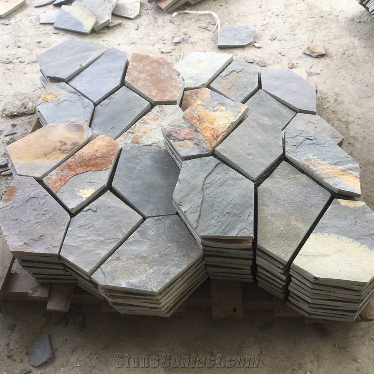 Natural Multicolor Slate Flagstone Pattern/Crazing Paving Stone/Irregular Mesh Paver