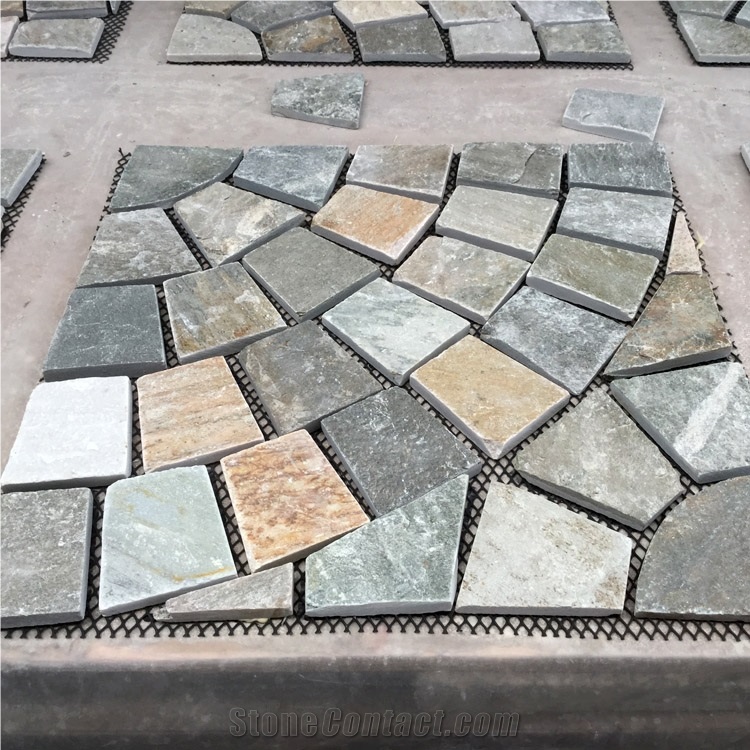 Natural Multicolor Slate Flagstone Pattern/Crazing Paving Stone/Irregular Mesh Paver
