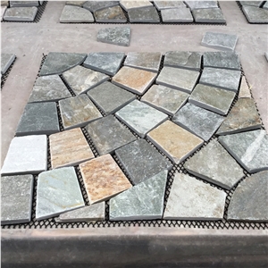 Natural Multicolor Slate Flagstone Pattern/Crazing Paving Stone/Irregular Mesh Paver