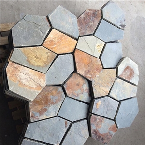 Natural Multicolor Slate Flagstone Pattern/Crazing Paving Stone/Irregular Mesh Paver