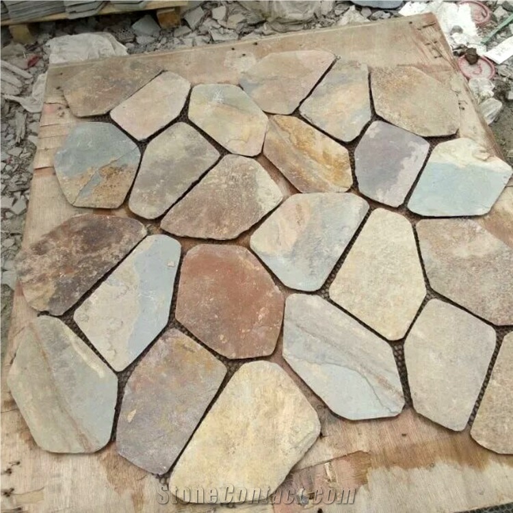 Natural Multicolor Slate Flagstone Pattern/Crazing Paving Stone/Irregular Mesh Paver